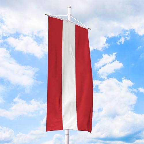 Österreich Flagge 80 x 200 cm - für Fahnenmast, Österreichfahne aus reißfestem Fahnen-Polyester-Stoff, Bannerfahne wetterfest und UV-beständig von Deitert