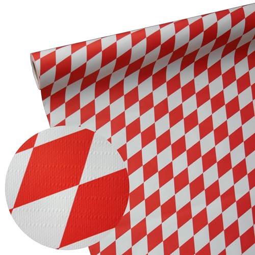 Papiertischdecke Raute rot-weiß wetterfest 0,75m von Deitert