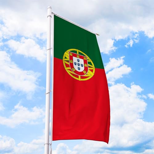 Portugal Flagge 150 x 400 cm - für Fahnenmast, Portugalfahne aus reißfestem Fahnen-Polyester-Stoff, Hissfahne Hochformat für Querausleger wetterfest und UV-beständig von Deitert