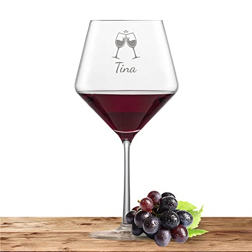Rotweinglas mit Namen oder Wunschtext graviert - Schott Zwiesel Glas Burgunderglas PURE - Weinglas personalisiertes Geschenk (ChinChin) von Deitert