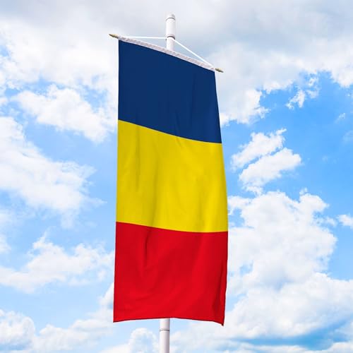 Rumänien Flagge 150 x 400 cm - für Fahnenmast, Rumänienfahne aus reißfestem Fahnen-Polyester-Stoff, Bannerfahne wetterfest und UV-beständig von Deitert