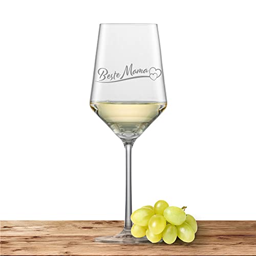 Schott Zwiesel Sauvignon Weißweinglas PURE "Beste Mama" mit 2 Herzen von Deitert