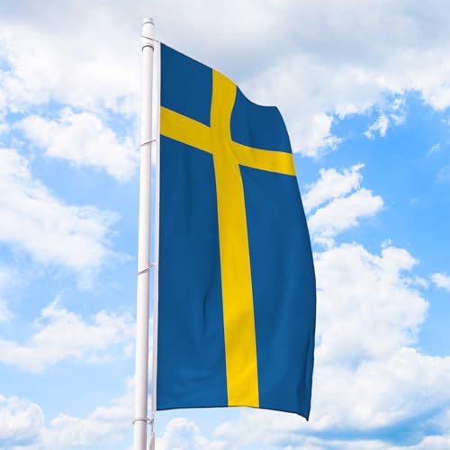 Schweden Flagge 80 x 200 cm - für Fahnenmast, Schwedenfahne aus reißfestem Fahnen-Polyester-Stoff, Hissfahne Hochformat wetterfest und UV-beständig von Deitert