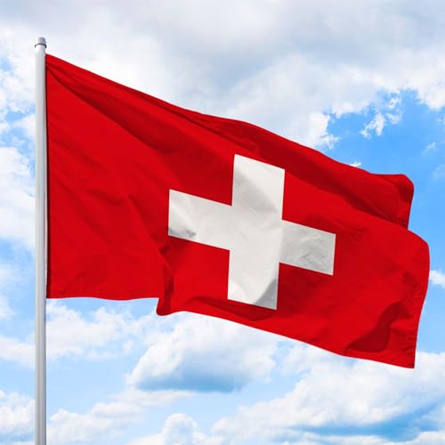 Schweiz Flagge 200 x 120 cm - für Fahnenmast, Schweizfahne aus reißfestem Fahnen-Polyester-Stoff, Hissfahne Quer wetterfest und UV-beständig Schweiz Flagge 200 x 120 cm - für Fahnenmast, Schweizfahne aus reißfestem Fahnen-Polyester-Stoff, Hissfahne Quer wetterfest und UV-beständig von Deitert