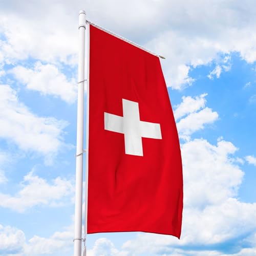 Schweiz Flagge 80 x 200 cm - für Fahnenmast, Schweizfahne aus reißfestem Fahnen-Polyester-Stoff, Hissfahne Hochformat für Querausleger wetterfest und UV-beständig Schweiz Flagge 80 x 200 cm - für Fahnenmast, Schweizfahne aus reißfestem Fahnen-Polyester-Stoff, Hissfahne Hochformat für Querausleger wetterfest und UV-beständig von Deitert
