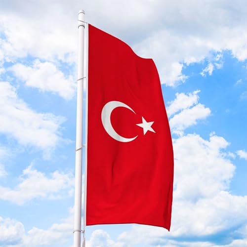 Türkei Flagge 150 x 600 cm - für Fahnenmast, Türkeifahne aus reißfestem Fahnen-Polyester-Stoff, Hissfahne Hochformat wetterfest und UV-beständig von Deitert