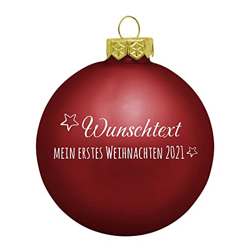 Weihnachtsbaumkugel Mein erstes Weihnachten aus Glas mit ihrem Wunschtext (matt) rot von Deitert