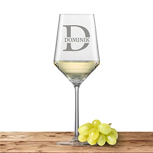 Weißweinglas mit Namen oder Wunschtext graviert - Schott Zwiesel Glas Sauvignon PURE - Weinglas personalisierts Geschenk (Initiale) Buchstabe D von Deitert