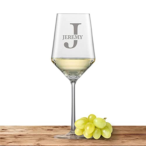 Weißweinglas mit Namen oder Wunschtext graviert - Schott Zwiesel Glas Sauvignon PURE - Weinglas personalisierts Geschenk (Initiale) Buchstabe J von Deitert