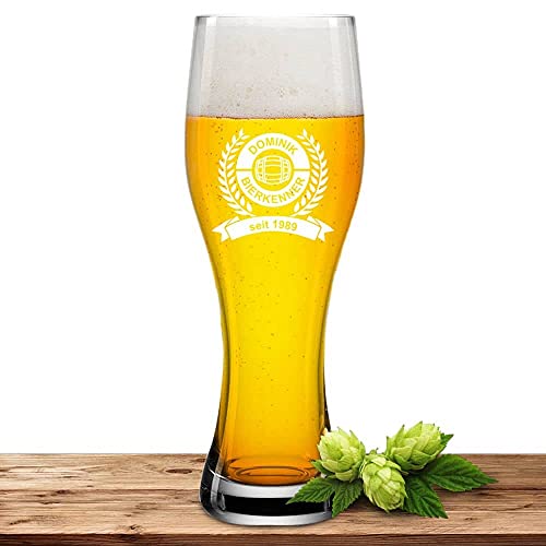 Weizenglas 0,5l mit Motiv "Biertrinker" mit Name oder Wunschtext von Deitert