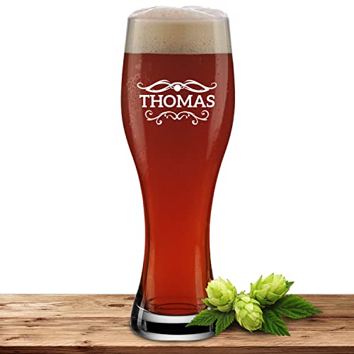 Bierglas mit Name oder Wunschtext, Weizenbierglas 0,5l inkl. Gravur, individuelles Geschenk, personalisiertes Weizenglas (Barock 01) von Deitert