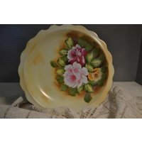 Gelbe Schale/Rosen Gold Trim Made in Japan Flache Pink Gelb Gold Vintage Geschirr Teller von DejaVuDeco