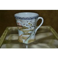 Miniatur/Teetasse Gemalt Ländliche Hausszene Punktmalerei Porzellan Wohnszene Bäume See Zuhause Tee von DejaVuDeco