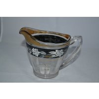 Sale/Glas Milchkännchen Schwarz Goldrand Klar Vintage Kaffeesahne Kaffee Tee Geschirr von DejaVuDeco