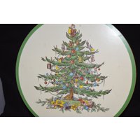 Spode Untersetzer/Weihnachtsbaum Rund 25 cm Korkboden Vier Beine Label Warmhalteplatte Weihnachtswarmhalteplatte Küche von DejaVuDeco