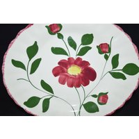 Süd/Servierplatte 1950Er Jahren Von Hand Bemalt Unter Glasur Oval Blumen Pink Weiß Grün Dienen von DejaVuDeco