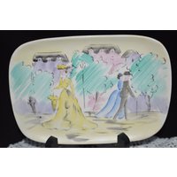 Trinket-Teller/Fangen Alle Teller Wand-Dekor Vintage Damen Spaziergänge Im Park Spaziergang Pink Grün Gelb Blau Herren Dame von DejaVuDeco