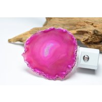 Rosa Achat Scheibe Nachtlicht - Made To Order von DejaVuDesignz2