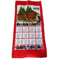 Kalender 1978 Geschirrtuch Mit Alpenhaus, Küchentuch, Vintage Tuchkalender von DejaVuShopGifts