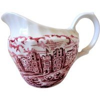 Rot Rosa Keramik Porzellan Sahne, Alte Landburgen England Von Hostess Geschirr, Pink Transferware von DejaVuShopGifts