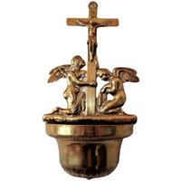 Weihwassergefass, Cherubs Benetier, Jesus Christus Kruzifix Messingkreuz Mit Engeln, Antike Weihwasserbecken von DejaVuShopGifts