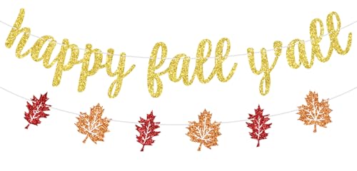 Banner "Happy Fall Y'all", "Thankful Grateful Blessed, Happy Fall", Ahornblätter, Herbst, Erntedankfest, Party-Dekorationen von Dejupgar