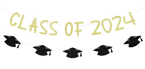 Goldenes Glitzer-Banner der Klasse 2024, You Did It, Congratulations, Happy Graduation, Senior High School College Graduation Party Dekorationen von Dejupgar