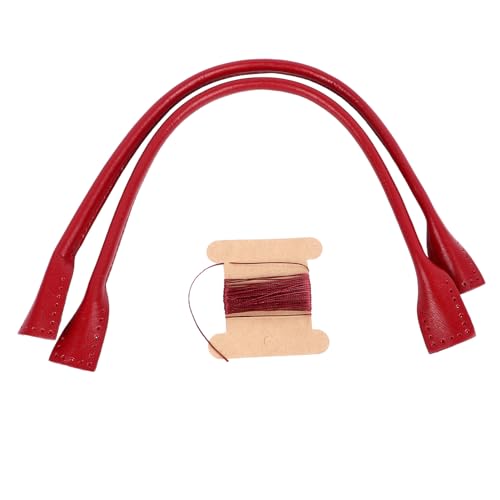 Dekaim 1 Paar Leder-DIY-Taschengriffe, Rindsleder-Taschengriffe, Ersatz Für Handtaschen, Aktentaschen, Umhängetaschen(Rot) von Dekaim