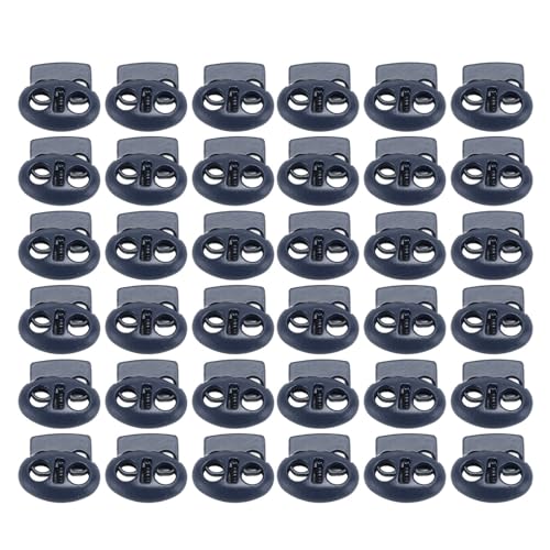 Dekaim 30 Stück Metall-Kordelstopper-Endknebel, Doppelloch-Federstopper, Verschluss, Schieber, Knebelende Für Kordeln, Schnürsenkel, Rucksäcke, Taschen(Blau) von Dekaim