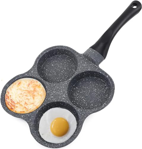 Dekaim Spiegeleipfanne, Antihaft-Aluminium Pfanne für Frühstück, Pancake Pfanne, Spiegeleier Pfanne, 4 Loch Pancake Pfanne Omelett Eierpfanne Bratpfanne Frühstücksmaschine Küchengerät von Dekaim