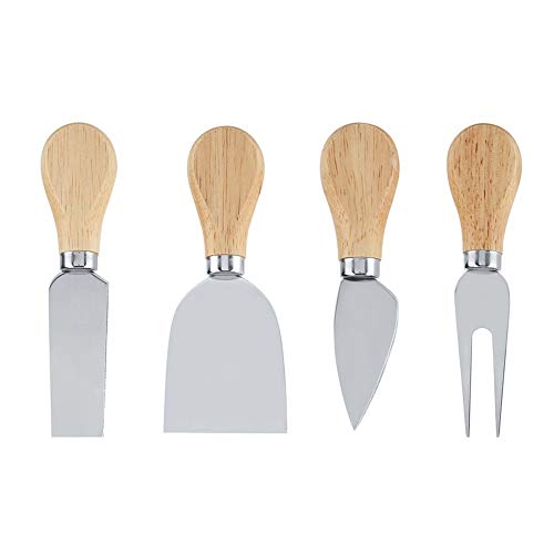 Dekaim Käsemesser-Set, 4PCS/Set Edelstahl-Käsemesserset Holzgriff Käseschneidemesser-Schneidemesser-Set von Dekaim