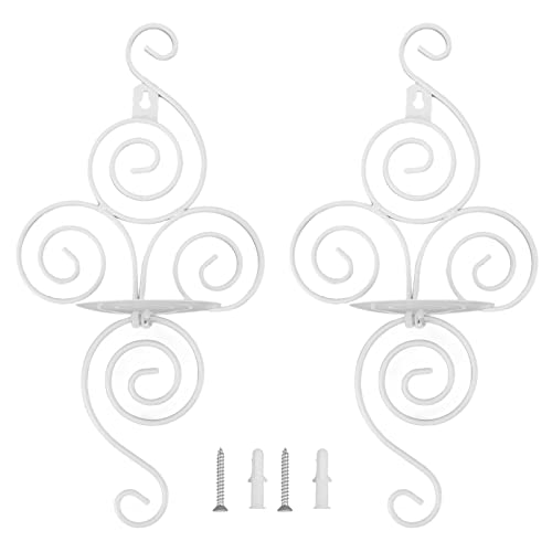 Dekaim Kerzenhalter, 2 Sets Wandkerzenhalter Faltbarer Europäischer Stil Swirl Schmiedeeisen Wandbehang Kerzenhalter Heimdekoration(Weiß) von Dekaim