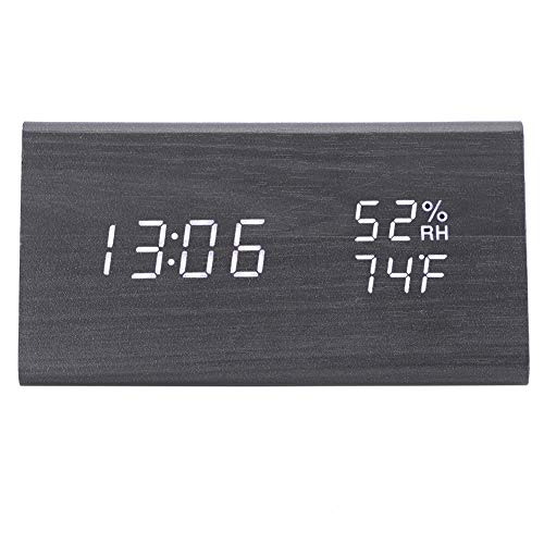 Dekaim Voice Control Clock LED Wood Digital Desk Clock with Voice Control, Triangle Design, Temperature and Humidity Display, Alarm, White Light Dekaim Voice Control Clock LED Wood Digital Desk Clock with Voice Control, Triangle Design, Temperature and Humidity Display, Alarm, White Light von Dekaim