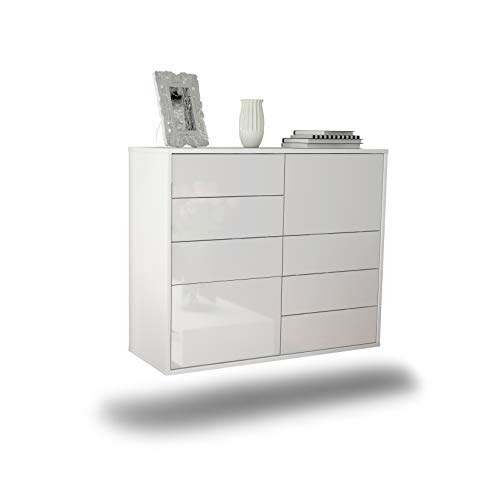 Dekati Sideboard Amarillo hängend (92x77x35cm) Korpus Weiss matt - Front Hochglanz Weiß - Push to Open von Dekati