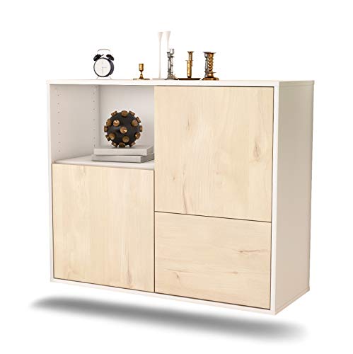 Dekati Sideboard Boise hängend (92x77x35cm) Korpus Weiss matt - Front Holz-Design Zeder - Push to Open von Dekati