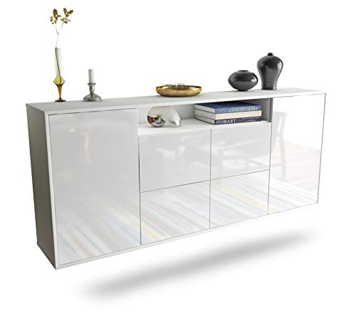 Dekati Sideboard Carrollton hängend (180x77x35cm) Korpus Weiss matt - Front Hochglanz Weiß - Push to Open von Dekati