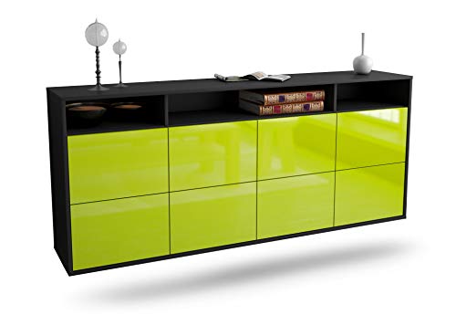 Dekati Sideboard Concord hängend (180x77x35cm) Korpus anthrazit matt - Front Hochglanz Grün - Push to Open von Dekati