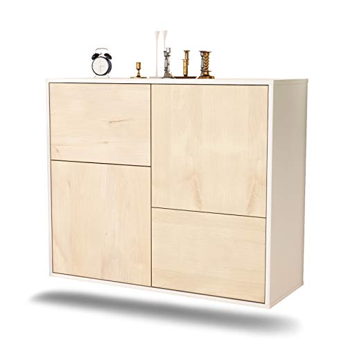 Dekati Sideboard Fremont hängend (92x77x35cm) Korpus Weiss matt - Front Holz-Design Zeder - Push to Open von Dekati