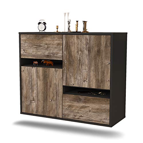 Dekati Sideboard Irvine hängend (92x77x35cm) Korpus anthrazit matt - Front Holz-Design Treibholz - Push to Open von Dekati