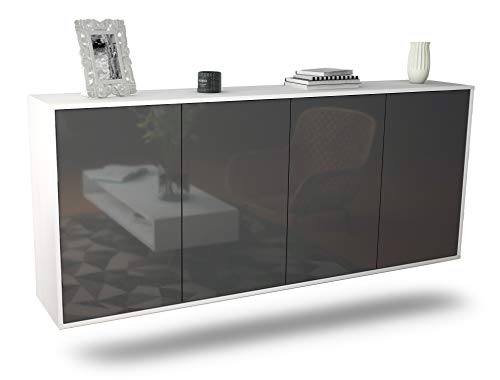 Dekati Sideboard Lakewood hängend (180x77x35cm) Korpus Weiss matt - Front Hochglanz Grau - Push to Open von Dekati