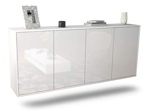 Dekati Sideboard Lakewood hängend (180x77x35cm) Korpus Weiss matt - Front Hochglanz Weiß - Push to Open von Dekati