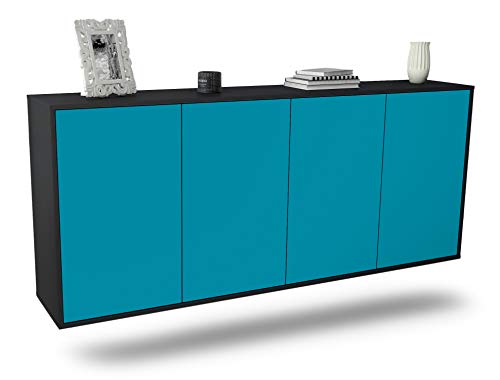 Dekati Sideboard Lakewood hängend (180x77x35cm) Korpus anthrazit matt - Front Türkis - Push to Open von Dekati