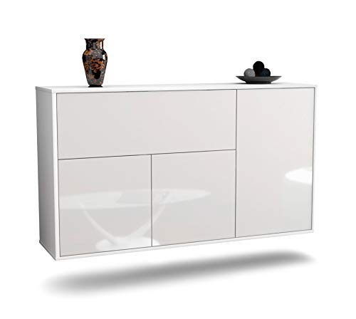 Dekati Sideboard Naperville hängend (136x77x35cm) Korpus Weiss matt - Front Hochglanz Weiß - Push to Open von Dekati