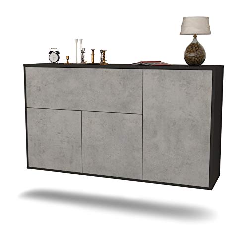 Dekati Sideboard Naperville hängend (136x77x35cm) Korpus anthrazit matt - Front Beton Optik - Push to Open von Dekati