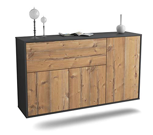 Dekati Sideboard Naperville hängend (136x77x35cm) Korpus anthrazit matt - Front Holz-Design Pinie - Push to Open von Dekati