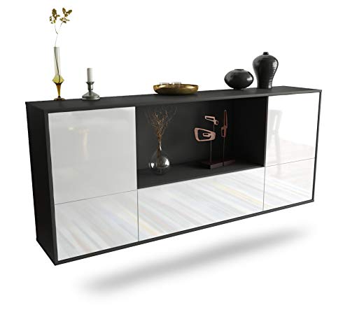 Dekati Sideboard Sunnyvale hängend (180x77x35cm) Korpus anthrazit matt - Front Hochglanz Weiß - Push to Open von Dekati