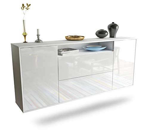 Dekati Sideboard Thousand Oaks hängend (180x77x35cm) Korpus Weiss matt - Front Hochglanz Weiß - Push to Open von Dekati