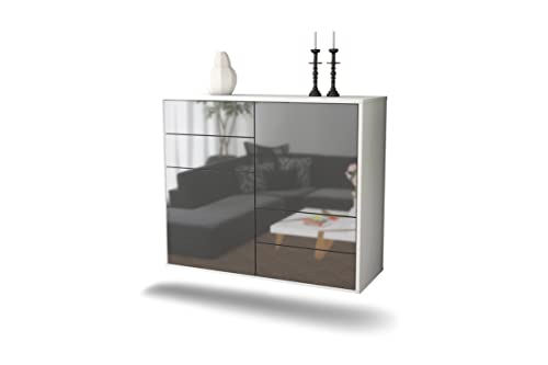 Dekati Sideboard Witten hängend (92x77x35cm) Korpus weiß matt | Front Hochglanz Grau | Push-to-Open von Dekati