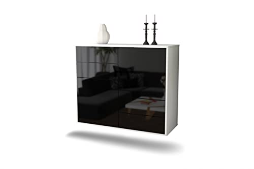 Dekati Sideboard Witten hängend (92x77x35cm) Korpus weiß matt | Front Hochglanz Schwarz | Push-to-Open von Dekati