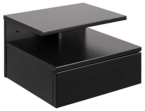 AC Design Furniture Fia Nachttisch mit 1 Schublade in Schwarz, 1 Stück, Wandschrank im Minimalistischen Stil, Kleiner Nachttisch für die Wandmontage, B: 35 x H: 22,5 x T: 32 cm von AC Design Furniture
